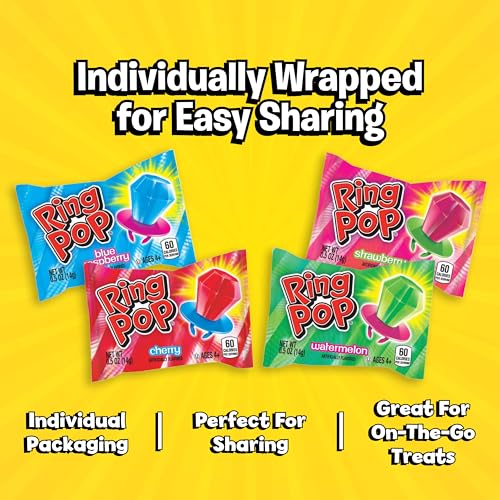 Ring Pop Halloween Candy Lollipops, Bulk Variety Pack, 20 Ct Bags - size: 20 Count Bag (Case of 12)
