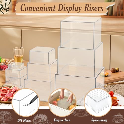 10 PCS Buffet Risers, Large Food Risers for Buffet Table, Dessert Display - color: Transparent, size: 10" 9" 8" 7" 6" 5" 5" 4" 4" 3"