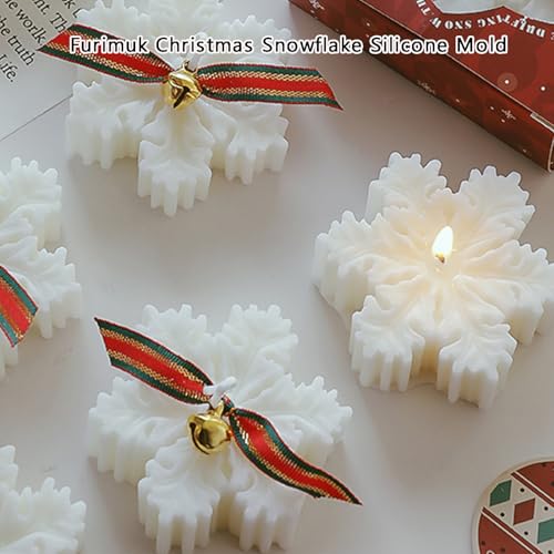 2 Pcs Christmas Snowflake Silicone Mold Candle Soap DIY Molds Christmas Baking Tray Cake Candy Chocolate Making Tools