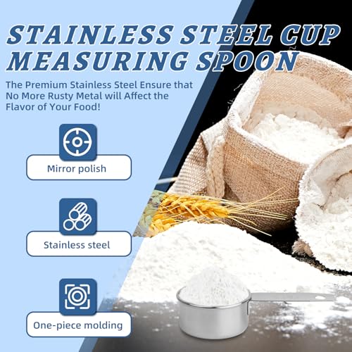 8-Piece Stainless Steel Measuring Cups Set - size: 1/4 Cup