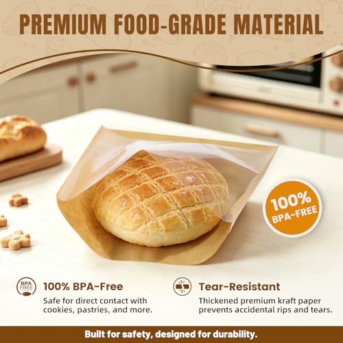Heat Sealable Cookie Bags with Clear Window, 7.1 x 7.5 Inch, 100 Pack - size: 7.1 x 7.5 inch