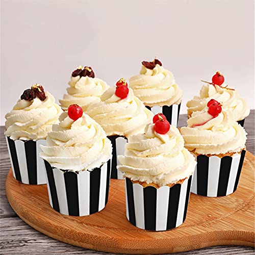 50 Pack Muffin Liners Baking Paper Cups Black and White - style: Black and White 50 pcs