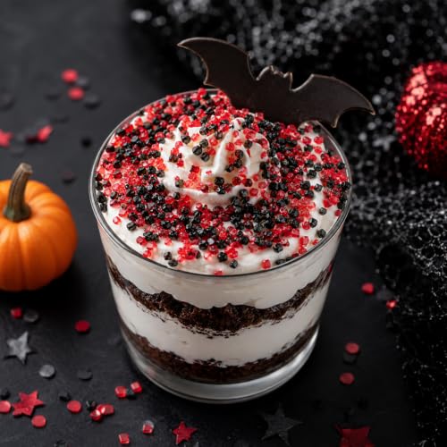 Twisweet Red Black Sanding Sugar 150g, Edible Halloween Sprinkles for Cakes - color: Red, Black