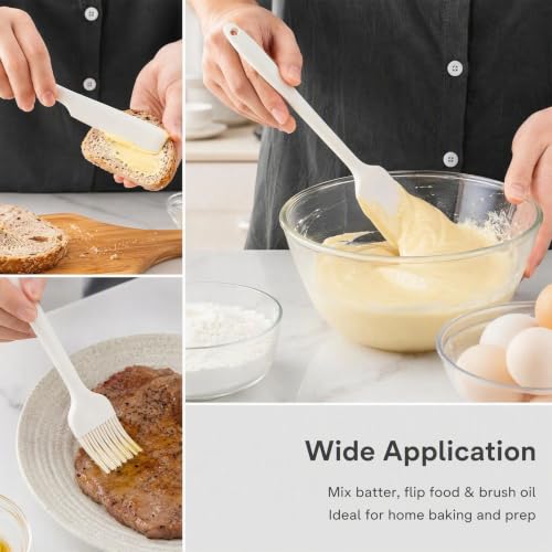 6-Piece Silicone Kitchen Utensil Set, Heat Resistant Silicone Spatula Set for Baking and Cooking - color: 6Pcs White Silicone Spatula Set