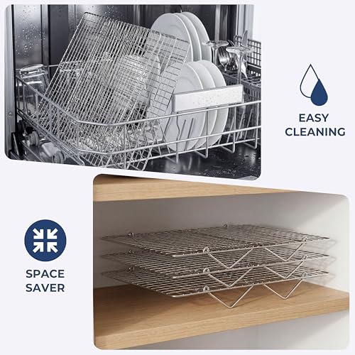E-far Cooling Rack 15”x10”, 4-Tier Collapsible for Cooking and Baking