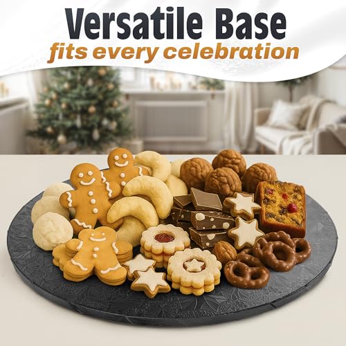 Black Cake Board 12 Inch, 0.5 Inch Thick, Round Cardboard Base