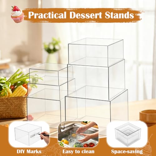 6 PCS Buffet Risers and Stands, Dessert Food Display for Buffet Table - color: Transparent, size: 10" 9" 8.5" 8" 7.5" 6.8"