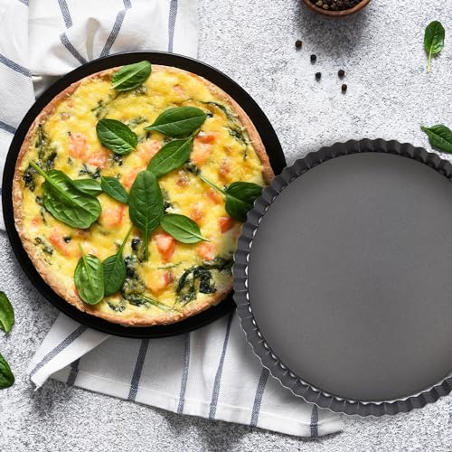 Mrs. Anderson's Baking Quiche Pan, Removable Base, Non-Stick Carbon Steel, PFOA Free, 9.5-Inch, Set of 2 - size: 9.5-Inch, Round, Set/2