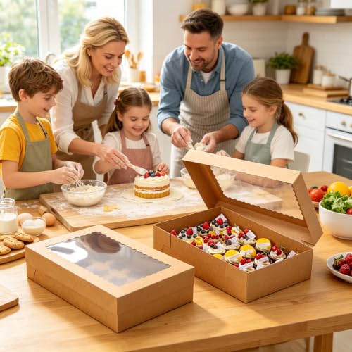 5 Pack 24 Count Standard Cupcake Boxes with Window & Inserts Brown - color: brown