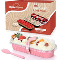 Mini Loaf Pans with Lids and Spoons (100 Pack, Pink, 6.8oz) Rectangular Aluminum Foil Baking Pans - color: Pink