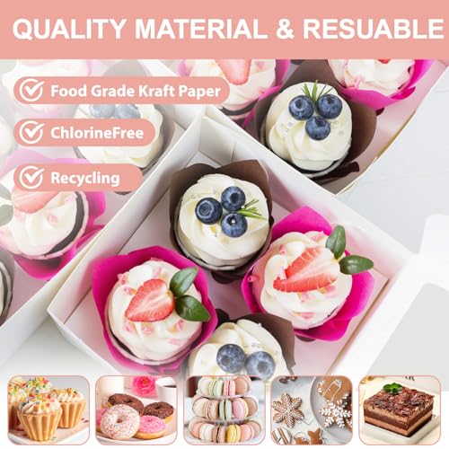 OAMCEG Cupcake Boxes with Window, 6x6x3 Inches Cookie Boxes,50 Pack,White - color: white-stickersA-50pcs