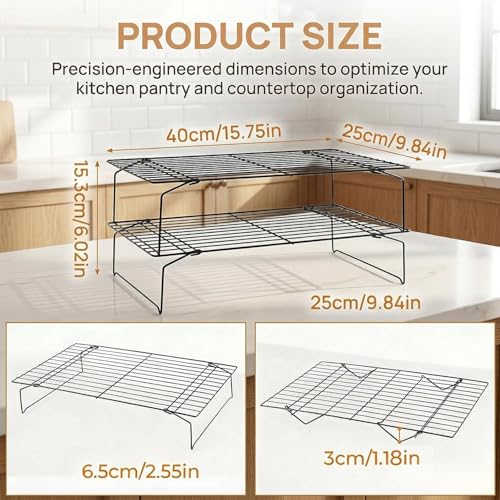 2-Tier Collapsible Cooling Racks, Detachable Wire Cooling Rack Stackable Drying Rack for Cookie Bread Pizza Baking, Fruits, Snacks Perfect for Outdoor Camping - size: 2 Tier