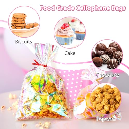 5x7 Inch Iridescent Cellophane Treat Bags - color: Iridescent, size: 5x7 Inch