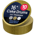 O'CREME Gold Wraparound Cake Pastry Round Drum Board 1/4 Inch Thick, 16 Inch Diameter - Pack of 10 - color: Gold, size: 16"