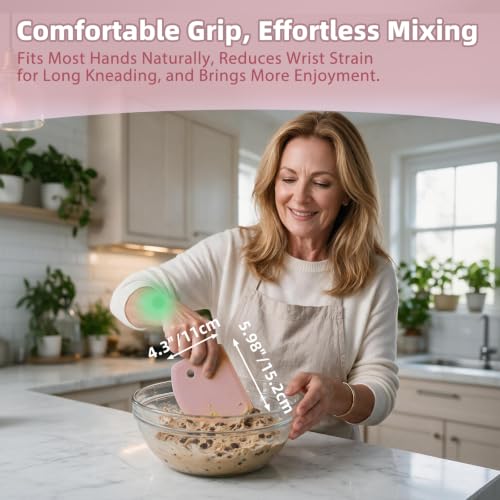 Flexible Dough Scraper with Metal Core: Silicone Bowl Scraper Bread Baking - color: Pink