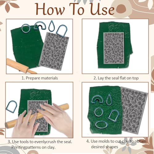 CHGCRAFT 4Pcs Fruit and Vegetable Graphics Polymer Clay Texture Sheet Rubber Clay Texture Mat for Polymer Clay Making Earrings Jewelry DIY Crafts 4 × 2.6 in - style: Fruits