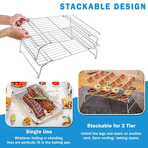 P&P CHEF 16 Inch Baking Sheet with Rack Set, Pans with Stackable Racks - size: 16 + 16 Inch, style: Pans with Stackable Racks