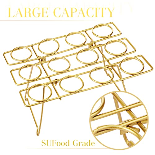 2 Pack Ice Cream Cone Holders Rack with 12 Holes Cake Cone Stand, Gold - color: Gold