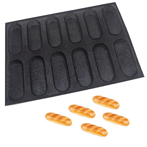 Dioycli Bread Mold for Baking Silicone Mini Baguette Bread Pan, 12-Loaf - size: 12 Mini Cavities