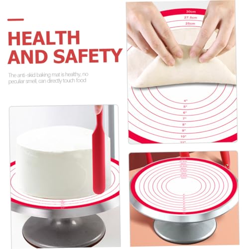 Silicone Kneading Mat Set 30 cm Red Round