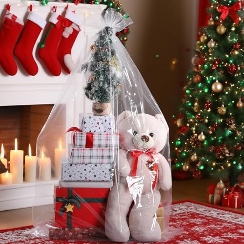 woric Extra Large Clear Cellophane Bags 40x60 Inch for Large Gift Baskets - size: 40x60 Inch