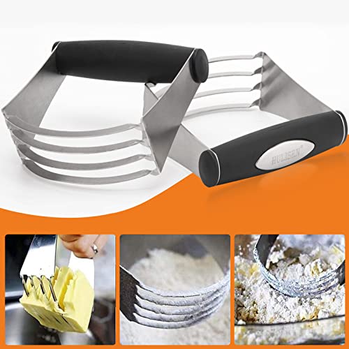 HULISEN 5-Pc Biscuit Cutters, Flour Sifter, Pastry Scraper, Dough Blender - size: 4 Pcs Pastry Cutter Set with 3 Cup Flour Sifter