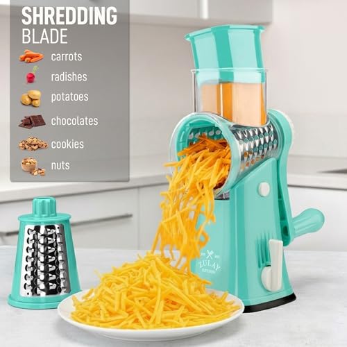 Rotary Cheese Grater Hand Crank, Vegetable Shredder - Teal - color: 21 - Teal