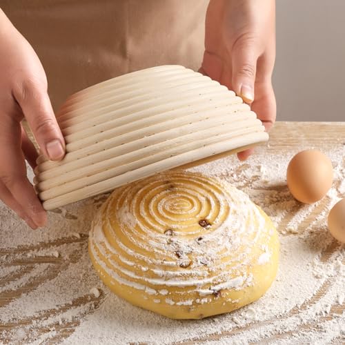 Banneton Bread Proofing Basket, 2 Pack 9inch Round Sourdough Banneton Baskets, Banneton Bread Basket for Sourdough Baking Supplies - size: 9Inch