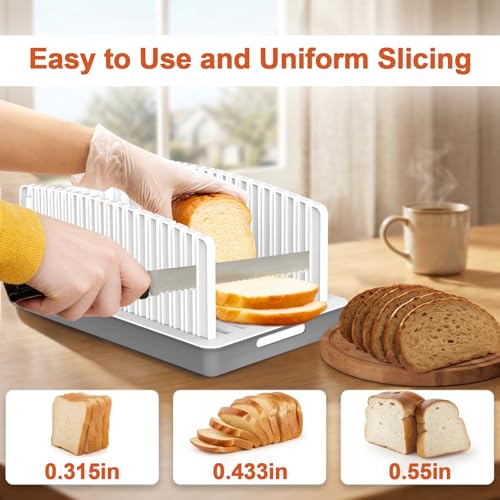 NIUXX Bread Slicer for Homemade Bread - 3 Optional Slice Thicknesses - size: Adjustable Thickness