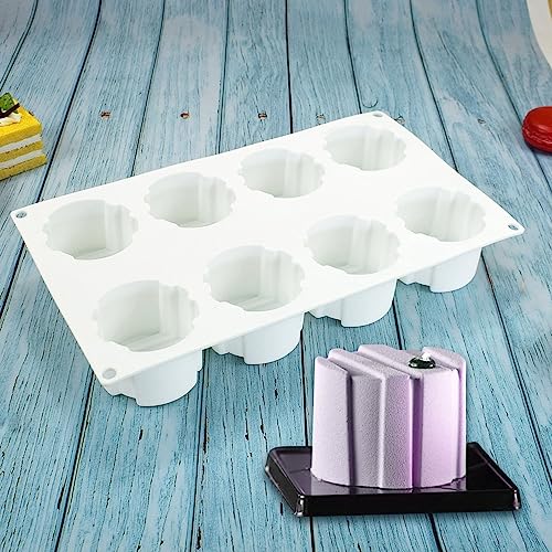 3D Small Cylinder Square Shape 8 Holes Non-stick Silicone Mold for DIY Pastry Jelly Cupcakes Mousse Ice Cream Chocolate Utensil (Cylinder Square I_11.88 X6.8 X1.76 inch) - size: Cylinder Square I_11.88 x 6.8 x 1.76 inch