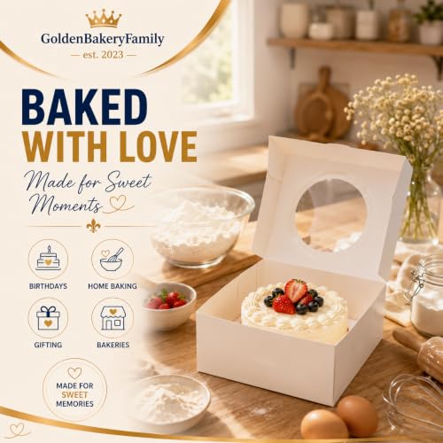 3 Set Cake Boxes with Cake Boards,10x10x5 Inches Bakery Boxes with Windows - color: White（10 Inch 3 Pack）