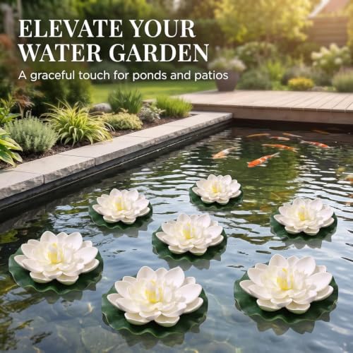 4 Pcs Artificial Floating Foam Lotus Flower with Water Lilys Pad Ornanments,Lifelikes Fake Lotus Flowers for Patio Pond Pool Fish Tank Aquarium Home Garden Special Decoration Outdoor Décor