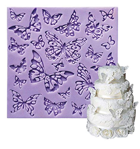 Fondant Impression Mats square fondant impression lace butterfly mould Silicone imprint mold Cake Decorating Supplies for Cupcake Wedding Cake topper Decoration