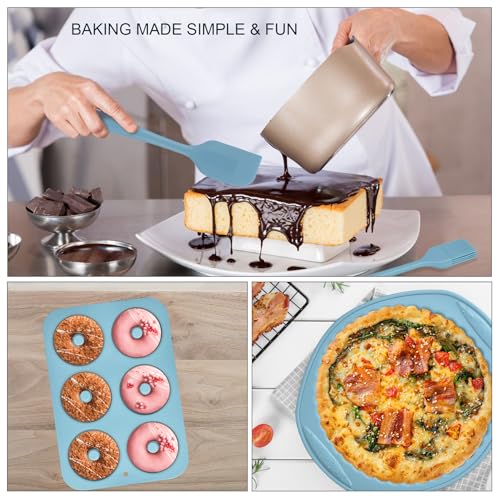 Nonstick Silicone Baking Mat Set, 9-in-1 Heat Resistant Cookie Sheet & Cake Pan Molds for Muffin, Loaf, Pizza, Cheesecake, Cupcake, Pie - Oven Bakeware Tools Kit - color: Blue