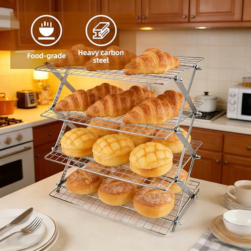 5 Tier Collapsible Cooling Rack Sourdough Cooling Rack 17"x10" - color: Silver, size: 5-Tier