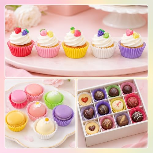 600 Count Mini Cupcake Muffin Liners, Colorful Small Cupcake Liners