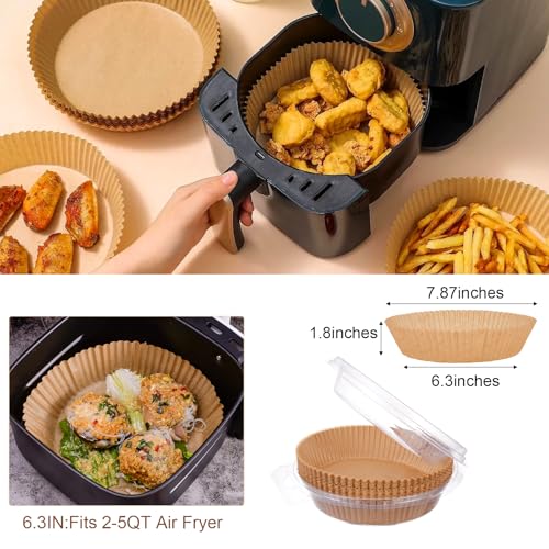 Air Fryer Liners Disposable, 100PCS Non-stick Disposable Airfryer Liners, 8 Inch Unbleached Parchment Paper, Round Airfryer Paper Liners for 5-8QT Air Fryer, Baking, Roasting Microwave - size: 8in-Round-100pcs