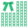 Meseey 50 Pcs 3 Inches Twist Tie Satin Ribbon Bows Emerald Green Pretied Premade Craft Bows for Treat Bags Gift Wrapping Basket Wedding Baby Shower Brithday Christmas Party (3", Emerald Green) - color: Emerald Green