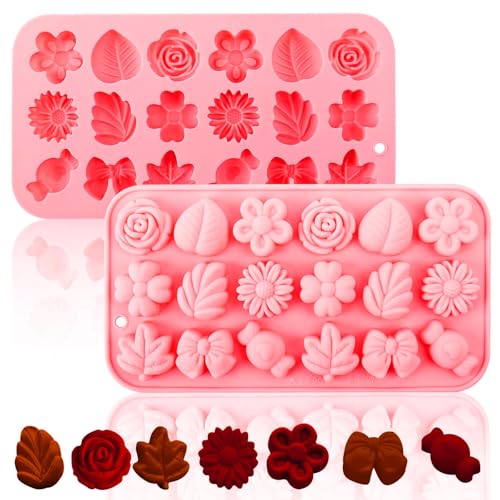 2PCS Flower Shape Floral Silicone Candy Molds