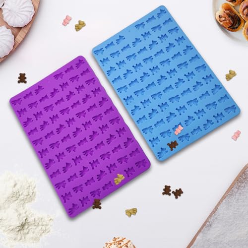 2 PCS Gummy Bear Candy Molds Silicone, 152 Cavity Bear Shape Mini Silicone Gummy Molds for Chocolate, Candy, Biscuits, Cookie, Jelly,Fondant,Ice Cube,Pet Dog Treats Mold - style: Mini Bear