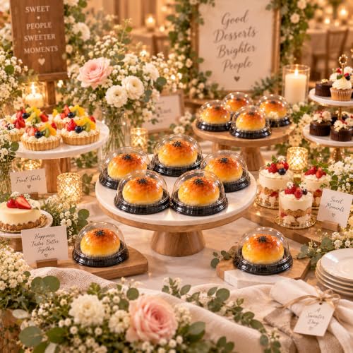 NPLUX 50 Pack Black Mini Individual Cupcake Containers with Clear Lids - color: Black-50Pack