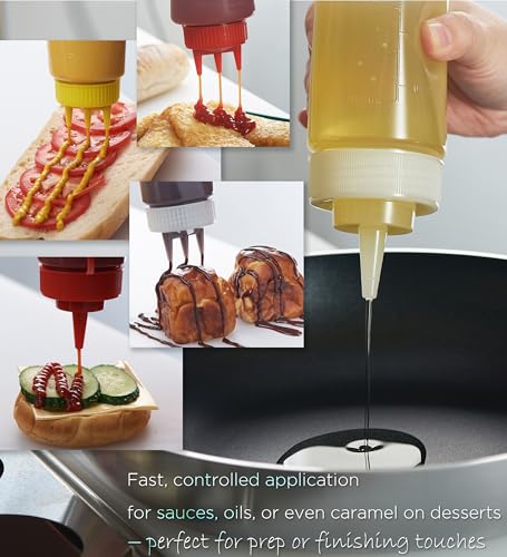 CURTA 6-Pack 8 oz Clear Condiment Squeeze Bottles, Single-Nozzle Caps