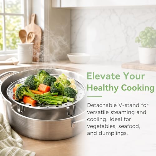 Round Steaming Tray, Stainless Steel, 10.2 Inch