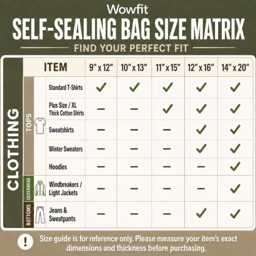 Wowfit 200 CT 10x13 Self Sealing Clear Shirt Bags for Small Business - size: 10x13 Inch (Pack of 200)
