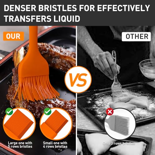 Begonia Silicone Kitchen Brush, 2pcs 10+8 inch Basting Brush (Orange) - color: Orange