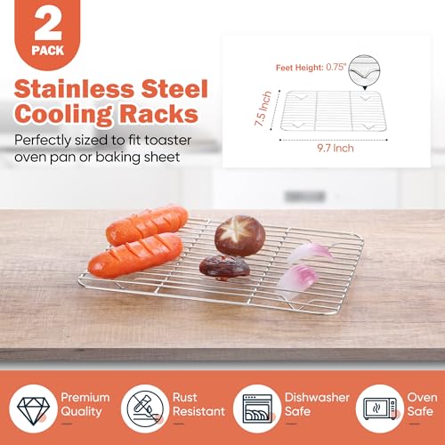 Homikit 2 Pcs Cooling Rack, 9.7 x 7.5 Inch Stainless Steel Wire Rack - size: 9.7*7.5 Inch