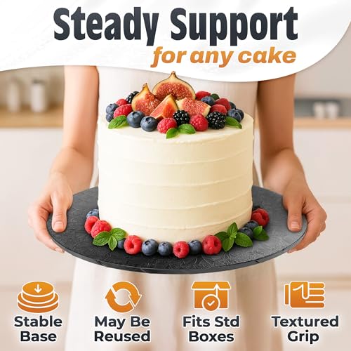 Black Cake Board 14 Inch, Round Cake Drum, 1/2 Inch Thick Cardboard - color: Black, size: 14"