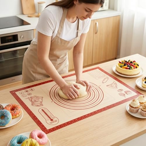 Non-slip Silicone Pastry Baking Mat 26''x 16'' Extra Large for Pastry Bread - size: 26"L x 16"W