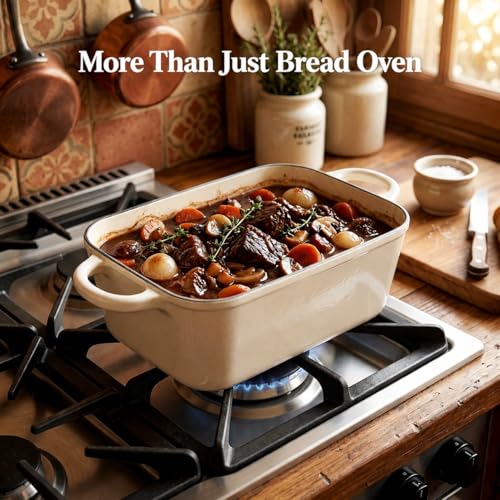 QuliMetal 5 Qt Enameled Cast Iron Bread Pan with Lid for Sourdoug - style: 5QT