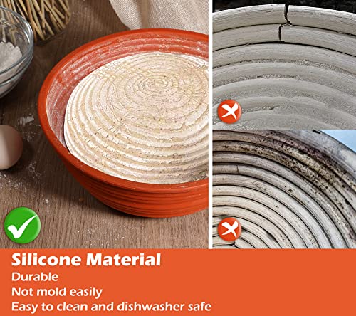 Webake 10" Large Round Silicone Bread Proofing Basket, Collapsible Silicone Banneton Basket for Sourdough Bread Baking, BPA-Free - style: Round L